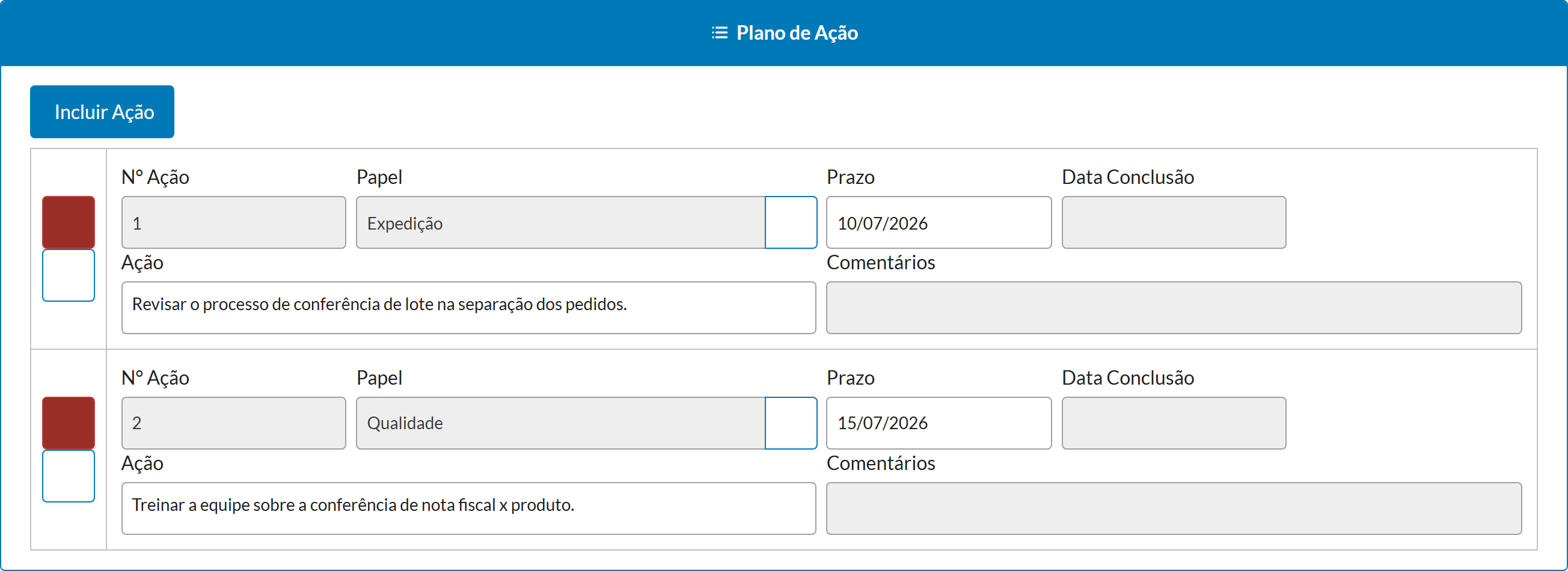Definição do plano de ação